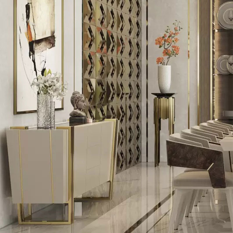 Factory Direct Marble Top Sideboard with Drawers, Large Villa Kitchen Storage And Display Cabinet for Dining Room
