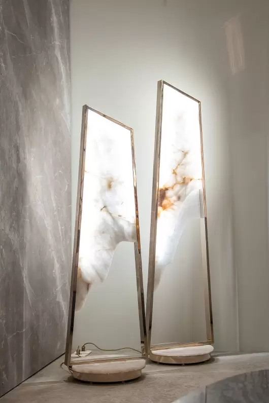 Sleek Modern Floor Lamp with Marble Base And Gold Frame for Contemporary Home Decor