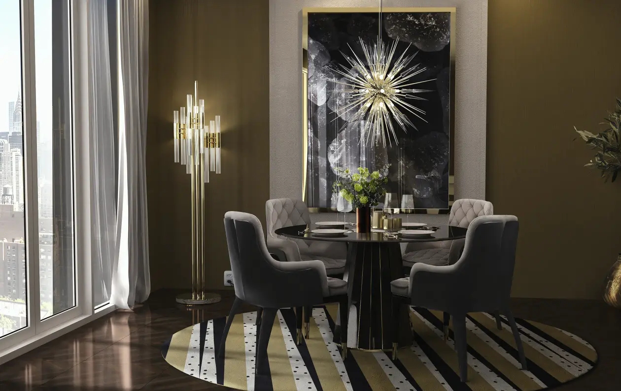 Sleek Multi-Arm Floor Lamp with Gold Accents And Clear Glass Tubes for Contemporary Home Lighting