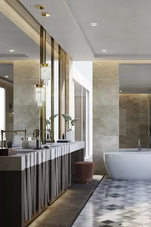 Modern Pendant Lamp in Crystal Glass And Gold-Plated Brass Inspired by Lighthouse Architecture