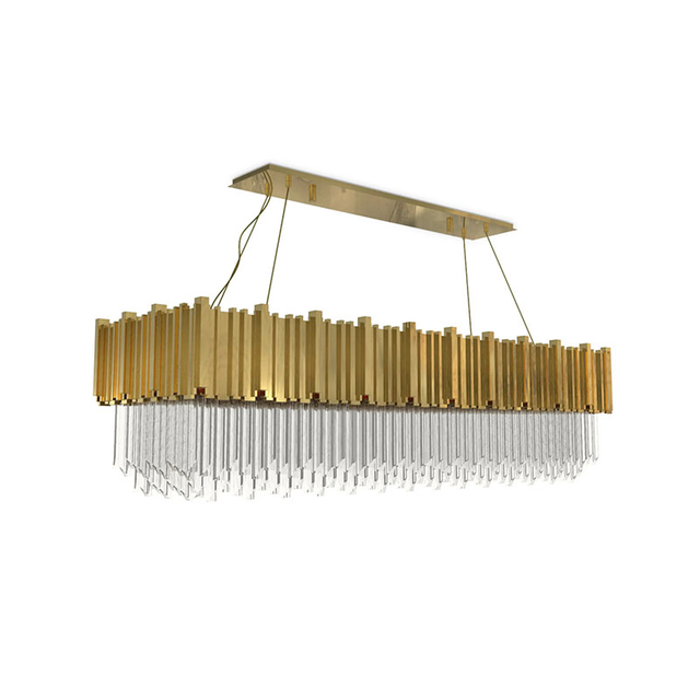 Elegant Gold And Clear Crystal Pendant Light with Modern Stacked Design, Perfect for Enhancing Style in Dining Rooms And Living Spaces