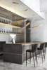 Sleek Modern Gold And Crystal Pendant Light with Geometric Design, Perfect for Adding A Touch of Elegance To Dining Rooms And Contemporary Spaces