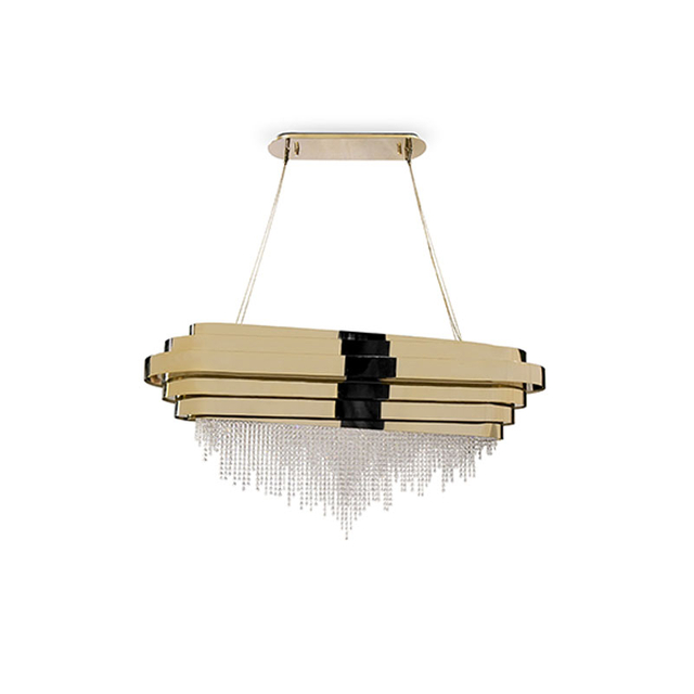 Sophisticated Multi-Layer Gold And Crystal Pendant Light with Contemporary Design, Perfect for Elevating The Style of Dining Rooms And Modern Spaces