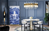 Sophisticated Gold And Clear Glass Pendant Light with Modern Tubular Design, Perfect for Elevating Dining Rooms And Contemporary Living Spaces