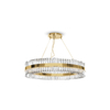 Elegant Gold And Crystal Round Pendant Light with Modern Layered Design, Ideal for Enhancing Style And Sophistication in Dining Rooms And Living Spaces