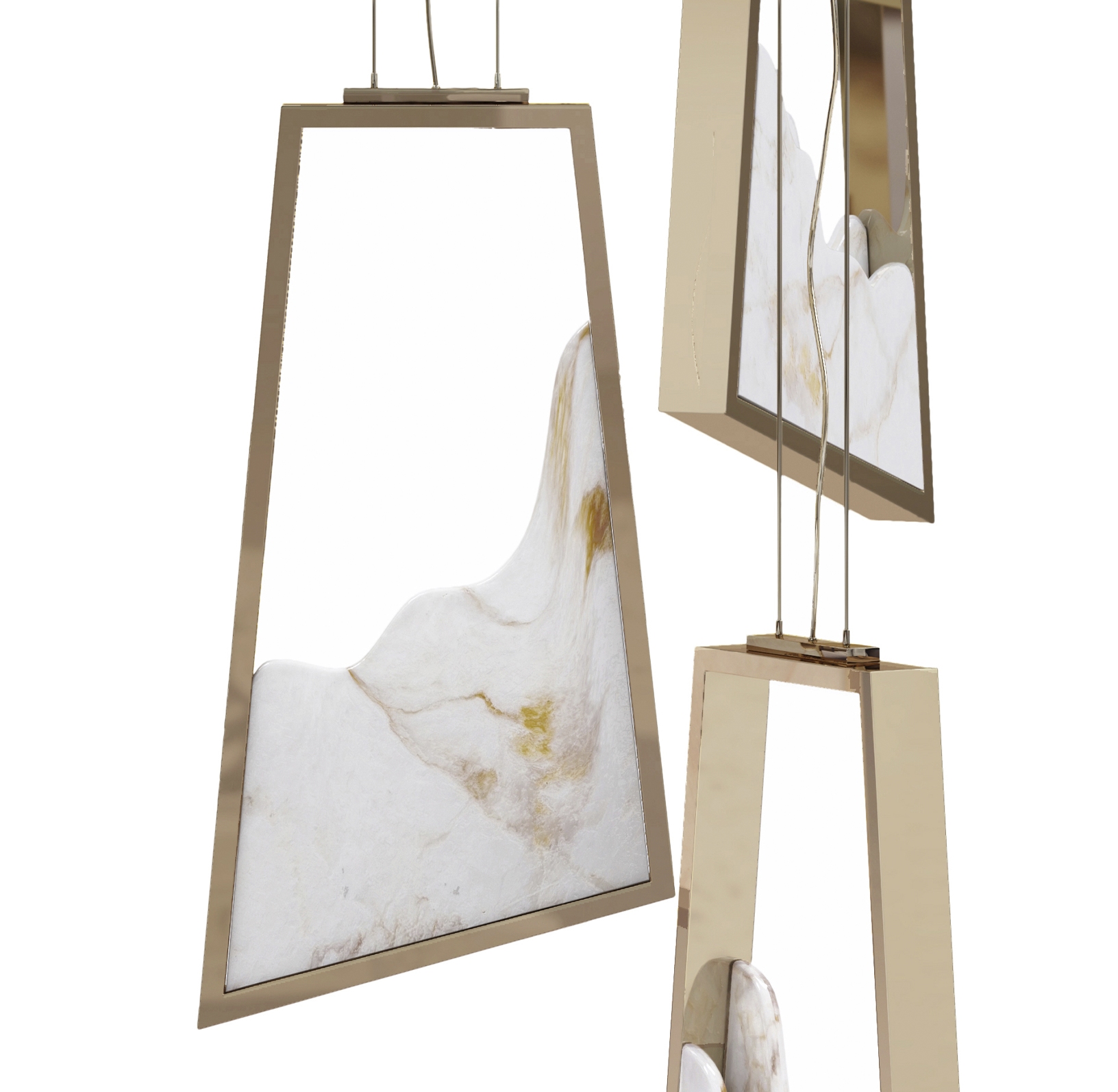 Contemporary Gold And Glass Pendant Light with Artistic Geometric Design, Ideal for Adding A Modern Touch To Dining Areas And Living Spaces