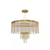 Elegant Gold And Crystal Multi-Tiered Pendant Light with Contemporary Design, Perfect for Enhancing Sophistication in Dining Rooms And Modern Spaces