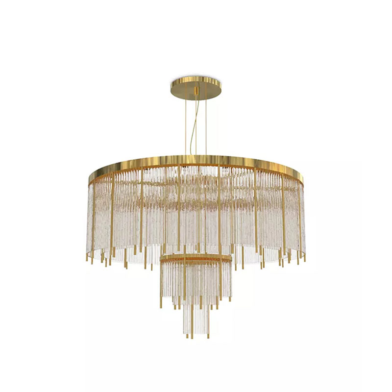 Elegant Gold And Crystal Multi-Tiered Pendant Light with Contemporary Design, Perfect for Enhancing Sophistication in Dining Rooms And Modern Spaces