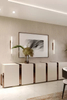 Sleek Gold And Alabaster Dual-Bar Vertical Wall Sconce for Contemporary Elegance in Living Spaces