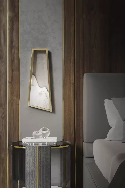 Artistic Gold Framed Wall Lamp with Wave-Inspired Marble Accent, Ideal for Modern And Elegant Environments