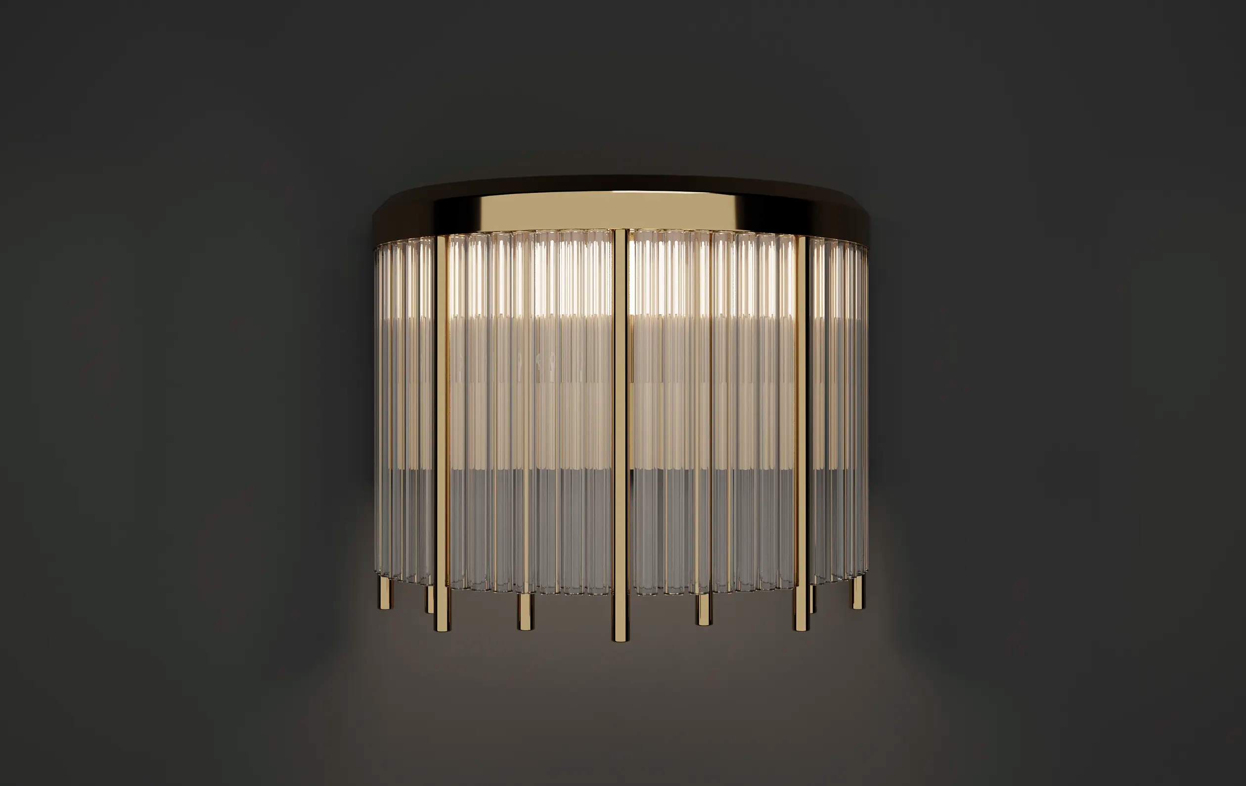 Contemporary Wall Sconce with Vertical Crystal Rods And Polished Gold Finish - Elegant Lighting Fixture for Modern Home Decor