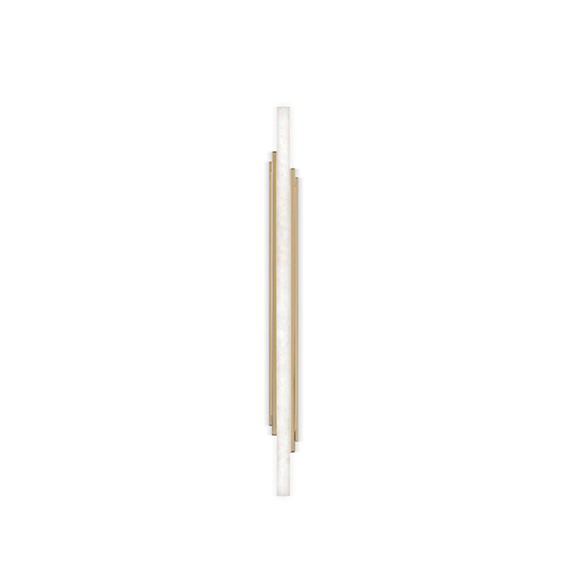 Vertical Gold And Alabaster Wall Sconce - Slim, Elegant Lighting for Soft Ambiance in Modern Homes