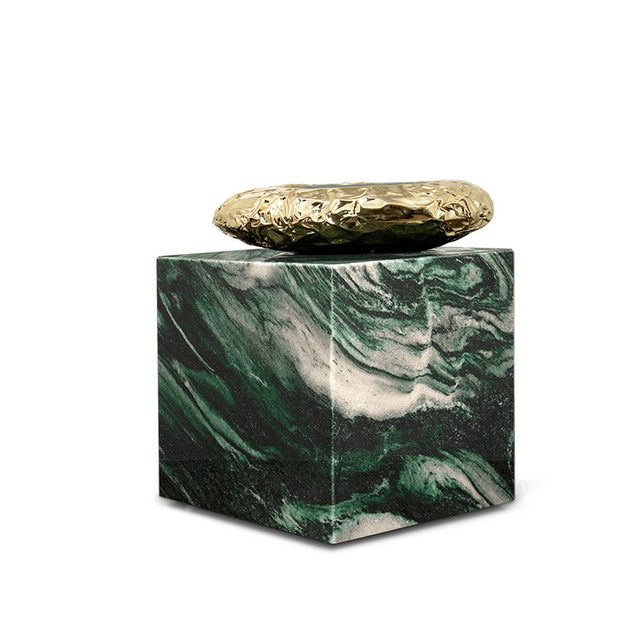 Nordic Style Gilded Marble Coffee Table, Creative Small Sofa Side Table for Living Room, Elegant Balcony Tea Table, Modern Minimalist Design