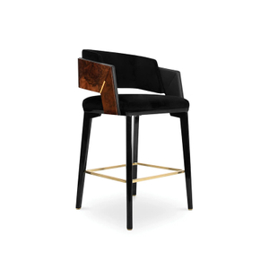 Wholesale Hot-Selling Bar And KTV High Stool with Gold-Plated Stainless Steel Trim, Leather And Fabric Upholstery, Solid Wood Bar Chair for Villas And Kitchens