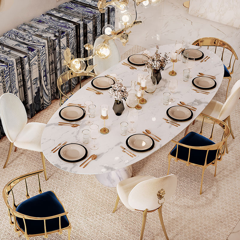Italian Minimalist Sintered Stone Dining Table with Artistic Corners, Perfect for Living Room Banquets And Small Apartments