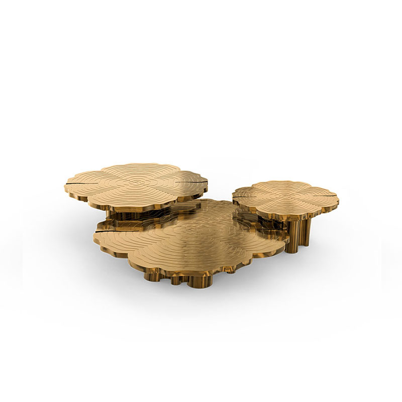 Modern Round Coffee Table Set – Luxury Gold Stainless Steel Coffee & Side Tables for Living Room