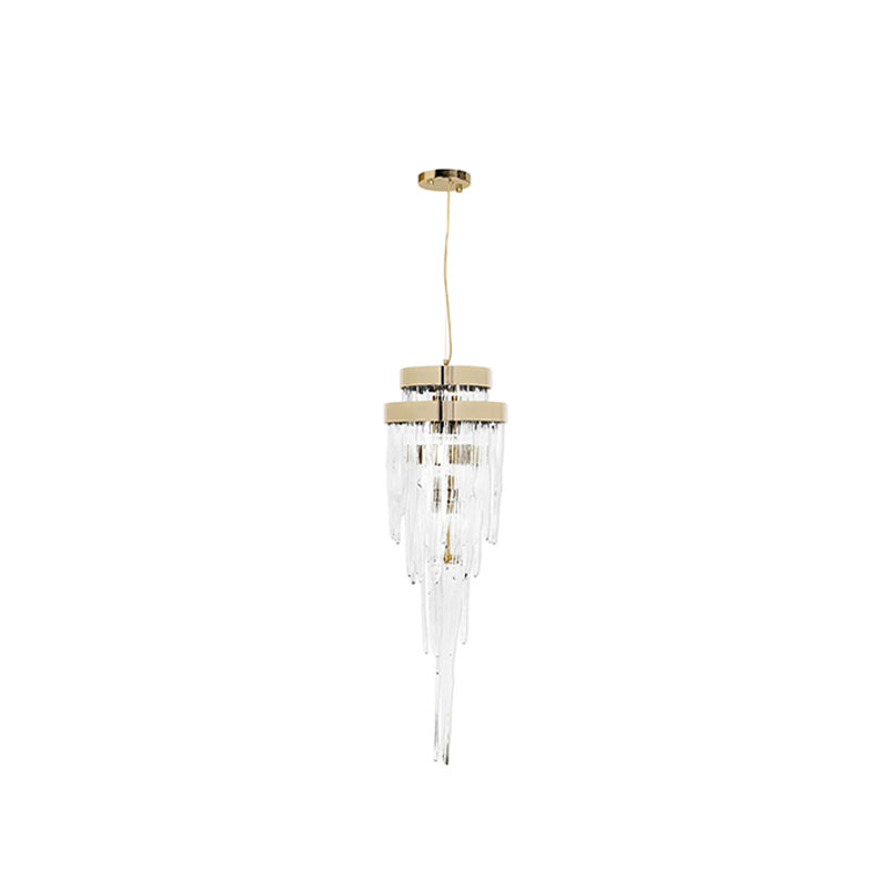 Elegant Crystal Pendant Light with Gold Accents And Cascading Design for Luxurious Home Illumination
