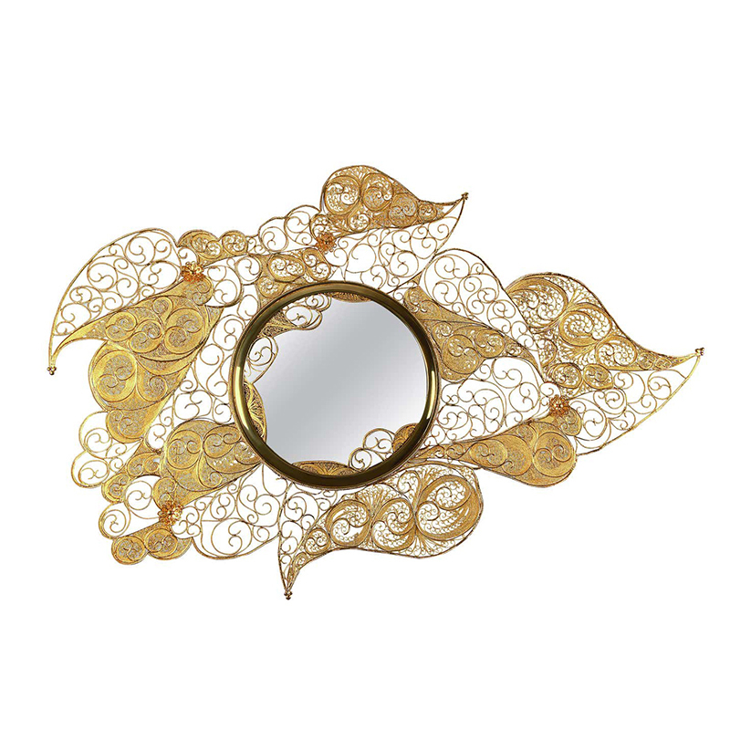 European Luxury Gold-Plated Entryway Mirror, High-Definition Vanity Mirror for Bathroom, Corridor, And Living Room Decor