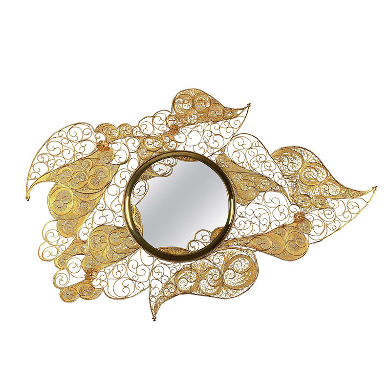European Luxury Gold-Plated Entryway Mirror, High-Definition Vanity Mirror for Bathroom, Corridor, And Living Room Decor