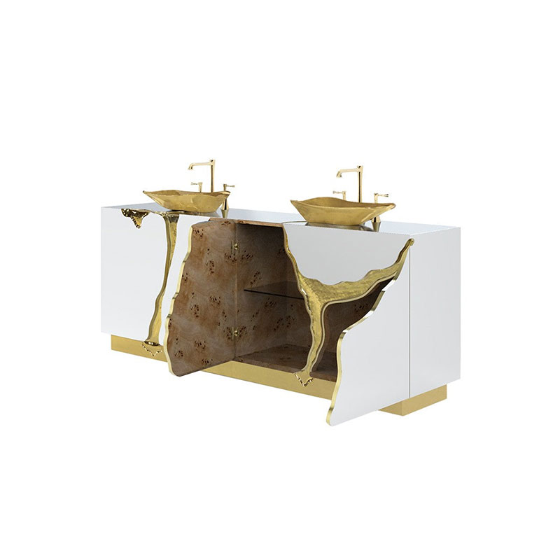 Gold freestanding sink stainless steel washbasin