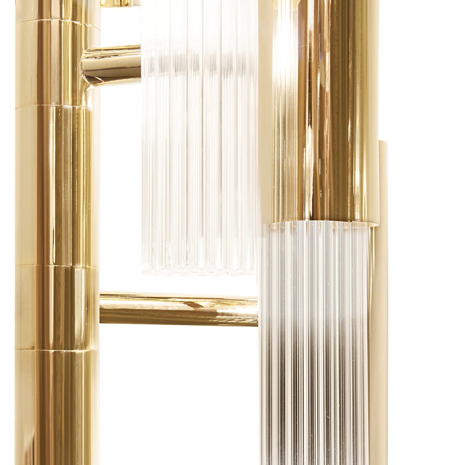 Sophisticated Gold And Clear Glass Pendant Light with Modern Tubular Design, Perfect for Elevating Dining Rooms And Contemporary Living Spaces