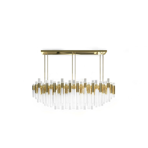 Sleek Gold And White Glass Linear Pendant Light with Modern Design, Perfect for Enhancing Elegance in Dining Rooms And Contemporary Interiors