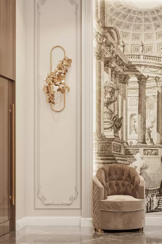Nature-Inspired Gold Leaf Wall Sconce with Cascading Accents, Perfect for Adding A Touch of Whimsy And Elegance