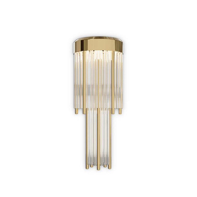 Sleek Vertical Crystal Rod Wall Sconce in Gold Finish - Luxurious Lighting for Hallways And Bedrooms
