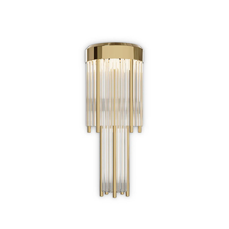 Sleek Vertical Crystal Rod Wall Sconce in Gold Finish - Luxurious Lighting for Hallways And Bedrooms