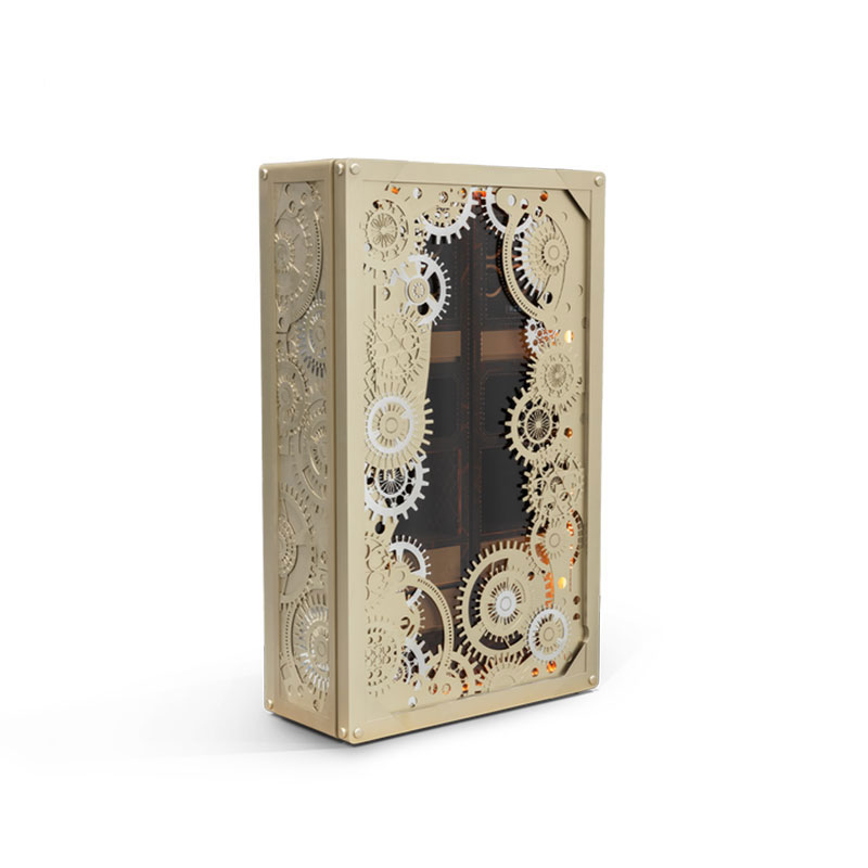 European Classical Temperature-Controlled Solid Wood Wine Cabinet, Creative Mechanical Style Wine Rack for Home Bar, Villa, Or Wine Cellar