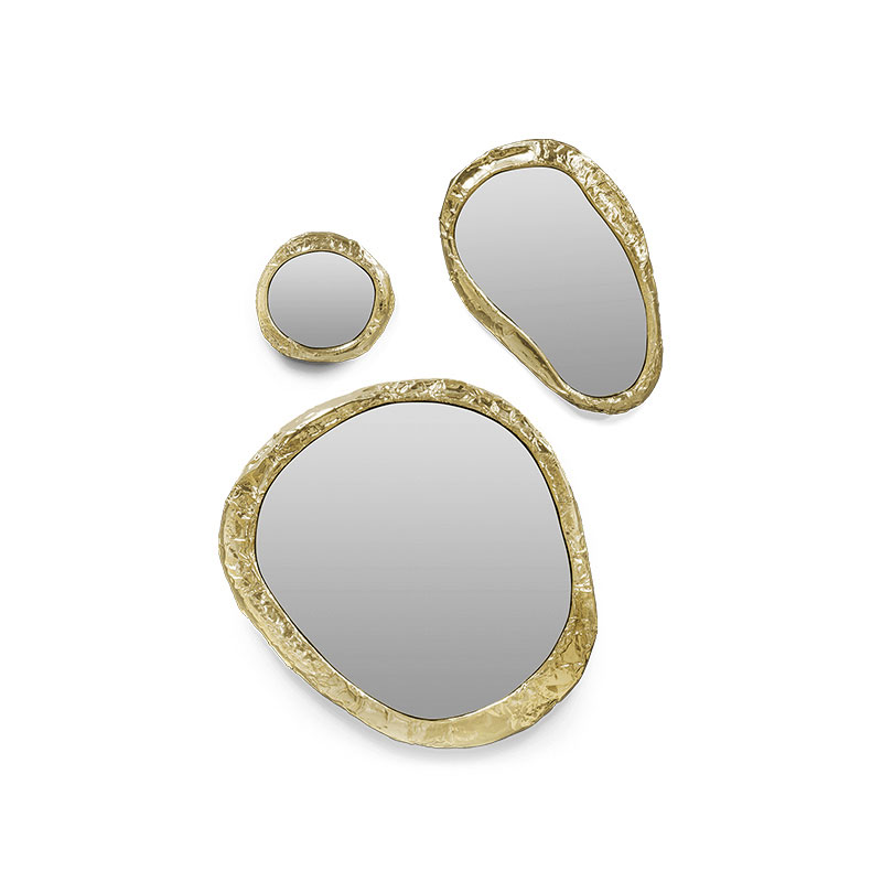 European Vintage Copper Frame Mirror Set, High-Definition Feng Shui Decorative Mirror for Bathroom, Living Room, And Entryway
