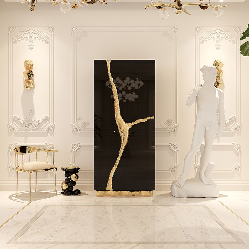 Factory Customizable Y-Shaped Gold-Plated Stainless Steel Luxury Wine Cabinet, Multi-Functional Display and Storage Rack for Wine and Accessories