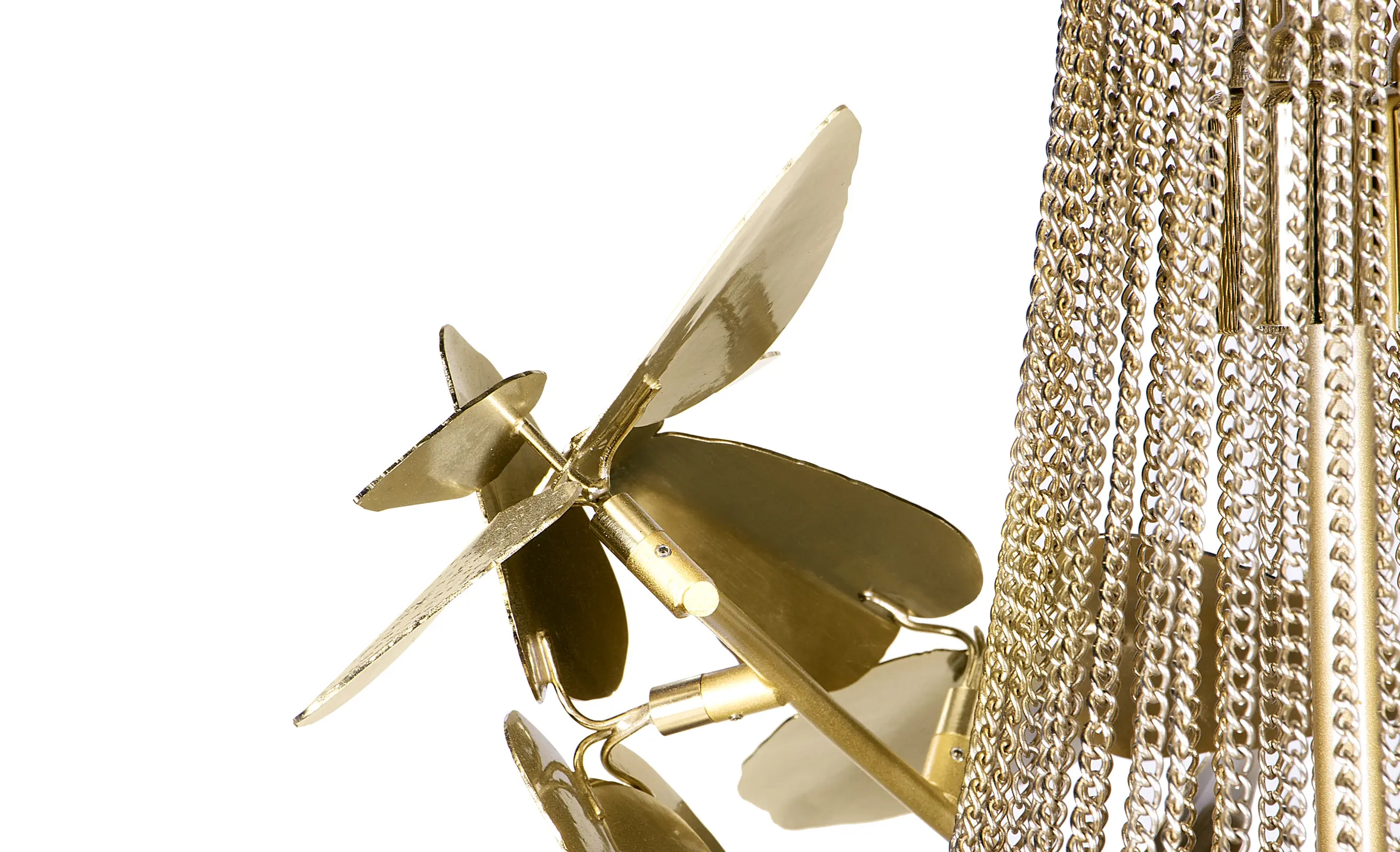 Dramatic Pendant Lamp with Hammered Brass Leaves And Crystal Accents for Bold Interior Decor