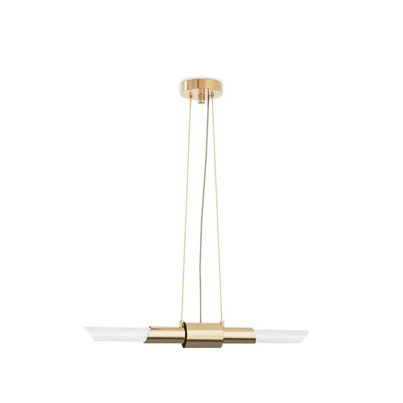 Sleek Minimalist Pendant Lamp with Crystal Glass Tube And Gold-Plated Brass Ring for Modern Spaces