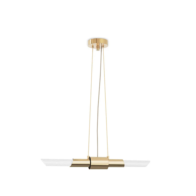 Sleek Minimalist Pendant Lamp with Crystal Glass Tube And Gold-Plated Brass Ring for Modern Spaces