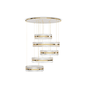 Modern Multi-Tier Crystal Chandelier with Gold Accents for Elegant Home Lighting