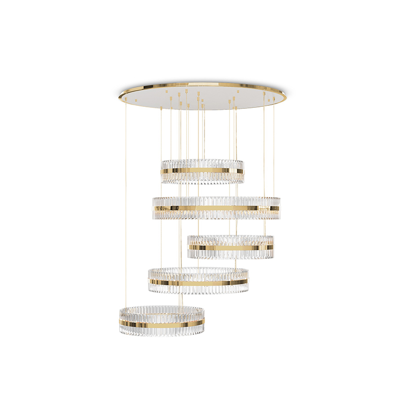 Modern Multi-Tier Crystal Chandelier with Gold Accents for Elegant Home Lighting