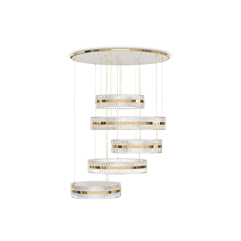 Modern Multi-Tier Crystal Chandelier with Gold Accents for Elegant Home Lighting