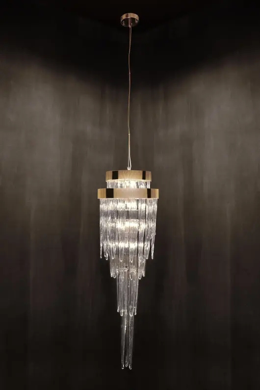 Elegant Crystal Pendant Light with Gold Accents And Cascading Design for Luxurious Home Illumination