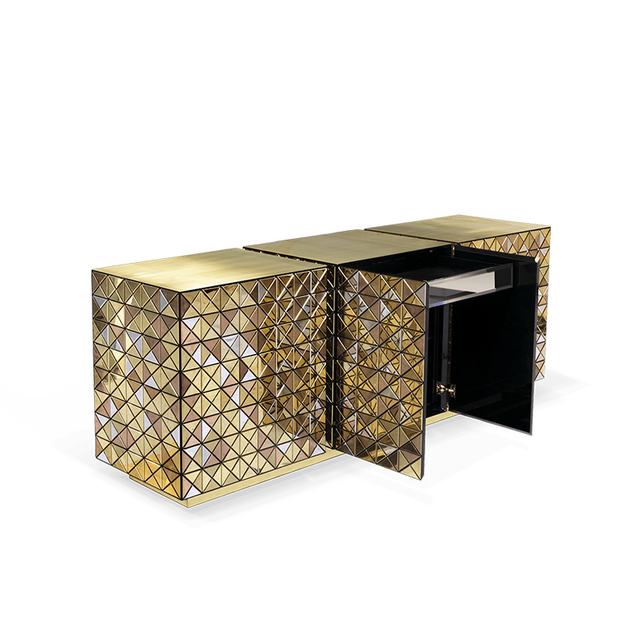 Luxury Gold-Plated KTV & Hotel Side Table – Multi-Functional Display And Storage Cabinet for Living Room And Entryways