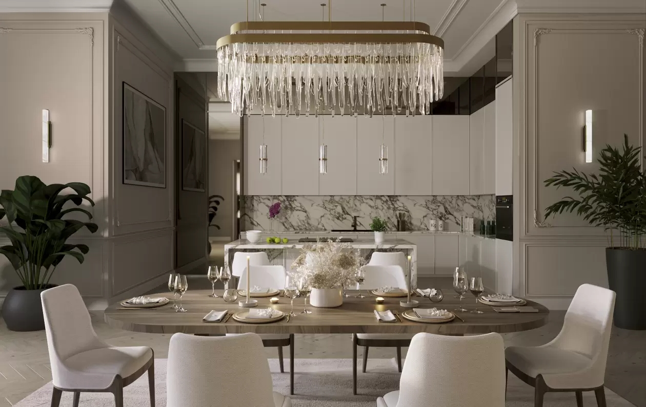 Luxurious Gold And Crystal Pendant Light with Contemporary Design, Perfect for Dining Rooms And Living Spaces, Enhancing Elegance And Style