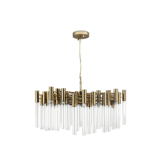 Modern Gold And Crystal Chandelier with Unique Geometric Design, Perfect for Enhancing Elegance in Dining Rooms And Living Spaces