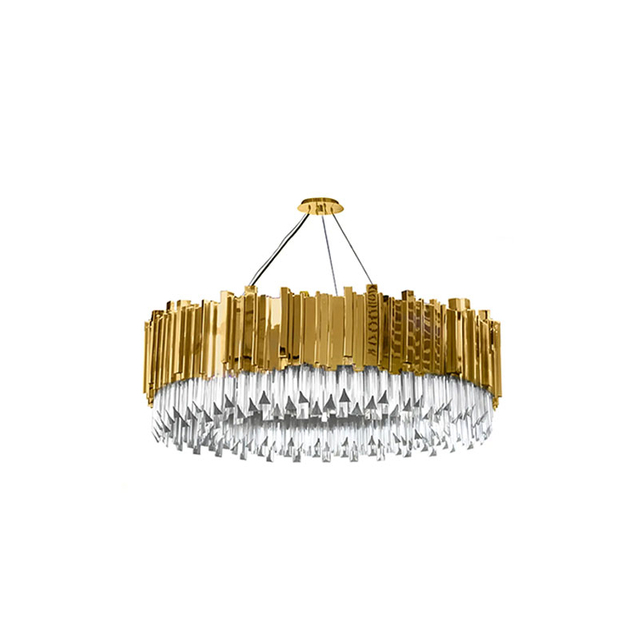 Stylish Gold And Crystal Pendant Light with Modern Triangular Design, Perfect for Adding Elegance To Dining Rooms And Living Spaces