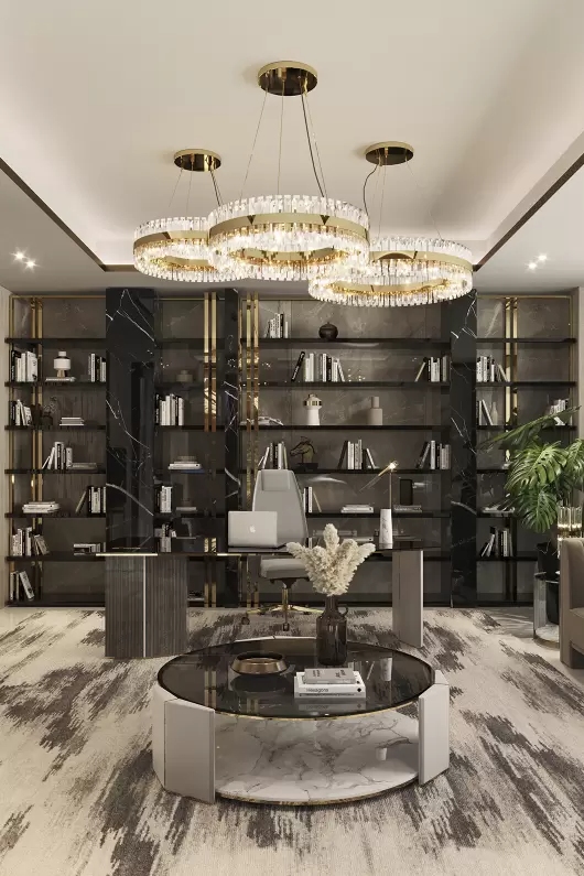 Elegant Gold And Crystal Round Pendant Light with Modern Layered Design, Ideal for Enhancing Style And Sophistication in Dining Rooms And Living Spaces