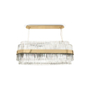 Modern Gold and Crystal Linear Pendant Light with Chic Textured Design, Ideal for Brightening Up Dining Areas and Contemporary Interiors