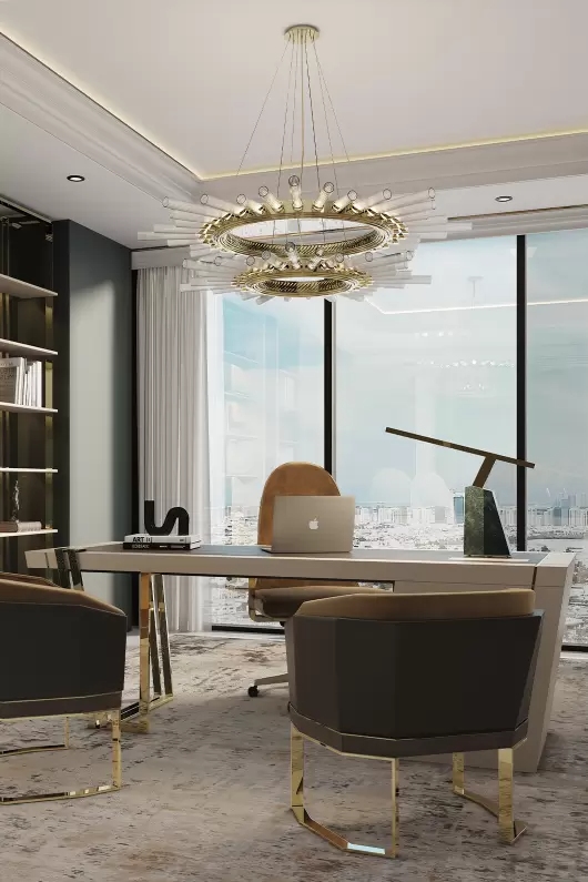 Artistic Gold And Clear Glass Pendant Light with Innovative Dual-Ring Design, Perfect for Enhancing Modern Interiors And Creating A Stunning Focal Point