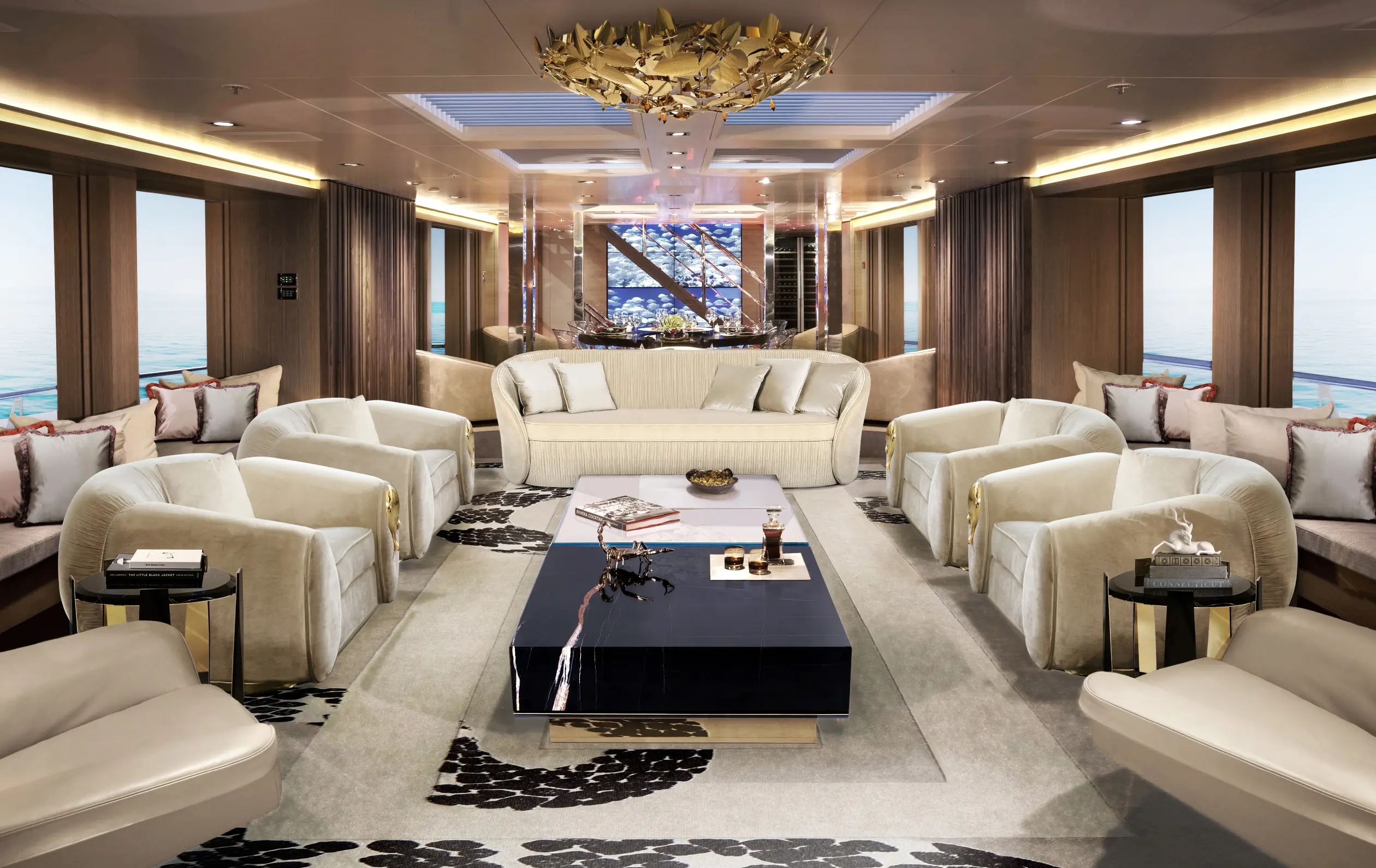 Contemporary Plafond Light Fixture in Gold-Plated Hammered Brass And Amber Crystals for Bold Interiors