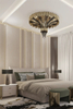 Elegant Plafond Light Fixture with Gold-Plated Brass And Gold Teak Crystals for Classic And Modern Interiors