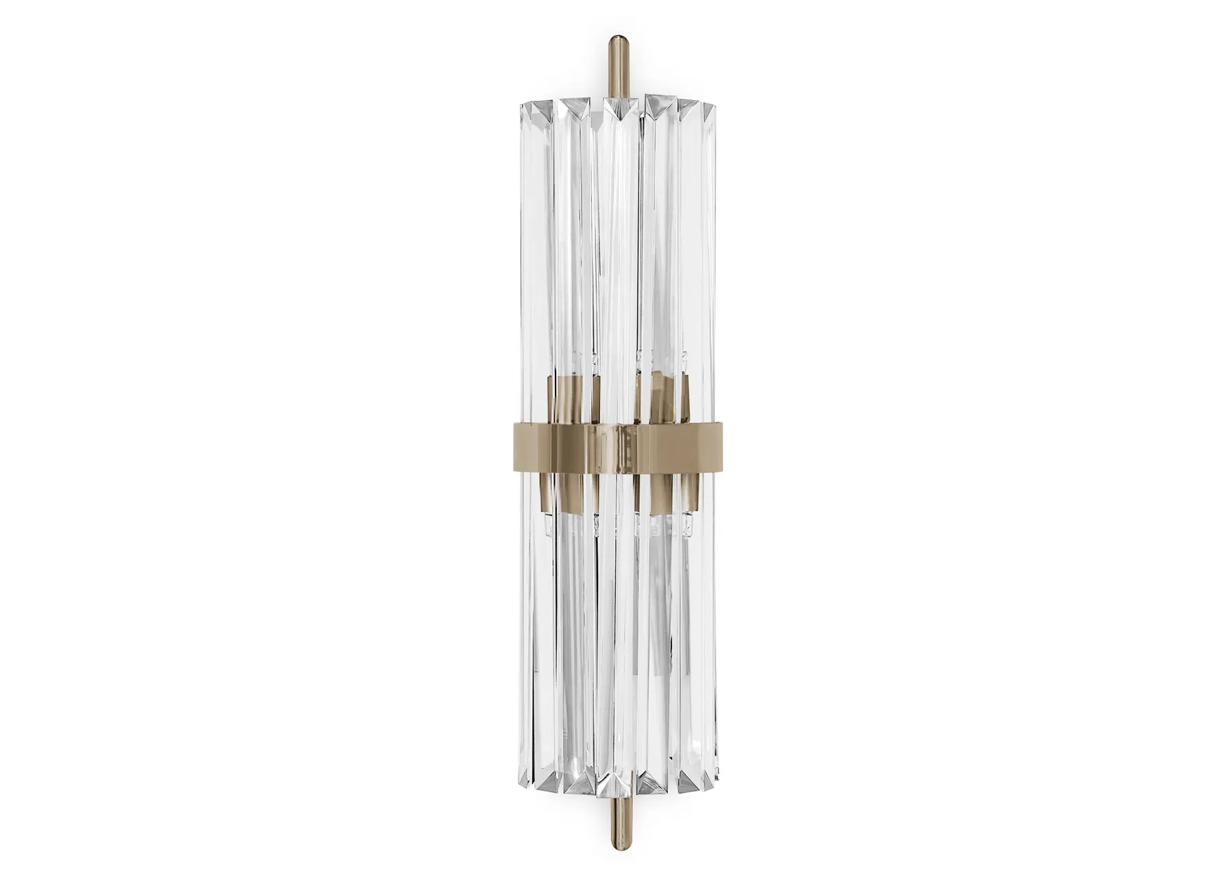 Modern Clear Crystal Wall Sconce with Elegant Gold Bands, Ideal for Sophisticated And Streamlined Decor