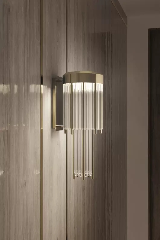 Sleek Vertical Crystal Rod Wall Sconce in Gold Finish - Luxurious Lighting for Hallways And Bedrooms